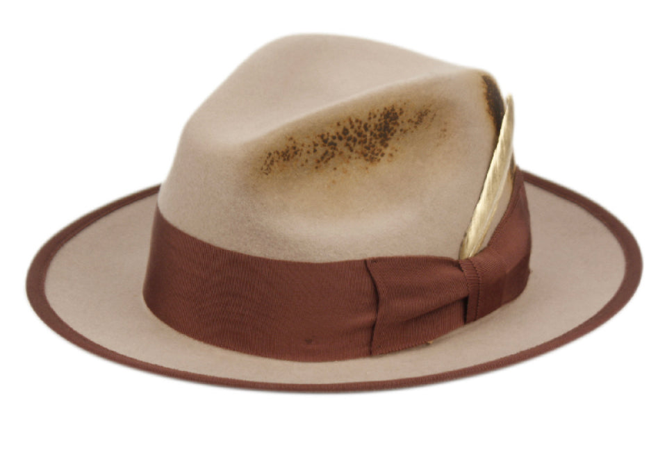EPOCH - MORRETON VINTAGE WOOL FELT FEDORA - Light Brown