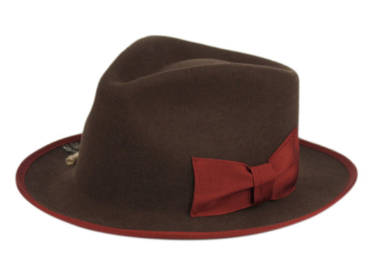 EPOCH -  MORRETON VINTAGE WOOL FELT FEDORA - Brown/Red